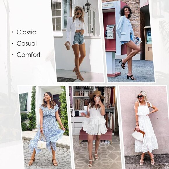 Women's Braided Sandals Synthetic Leather 3.2in Block Heels Casual Dressy - Picture 5 of 5